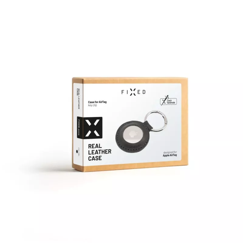 Custodia protettiva in pelle per Apple AirTag FIXED FIXWAT-C2-BK vera pelle di vitello nero custodia compatta