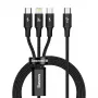 Cavo USB Baseus Rapid 3-in-1 1,5 m USB A USB C/Micro USB A/Lightning nero