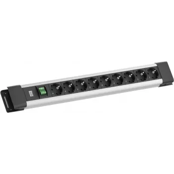 Ciabatta Bachmann CONNECTUS con 9× prese CEE7/3, 1× interruttore, cavo 2,0 m, connettore maschio CEE7/7, grigio