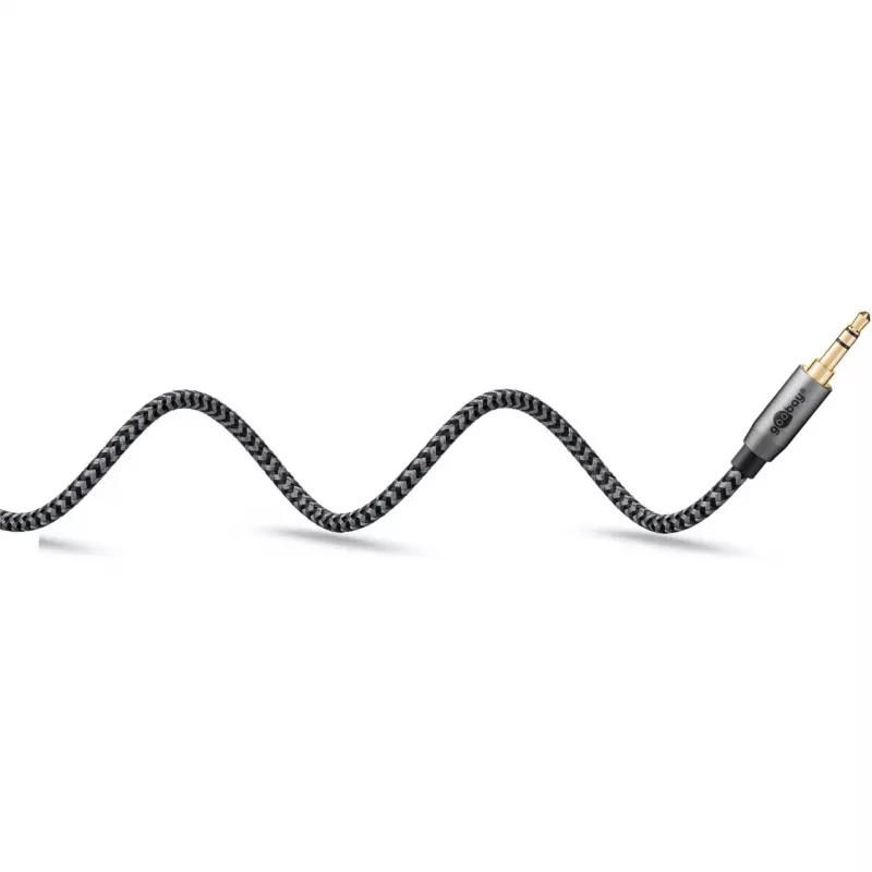 Plus Cavo di collegamento audio AUX 3,5 mm stereo (nero/argento, 2 metri)