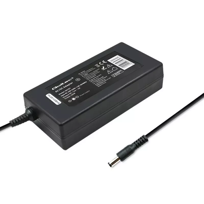 Qoltec 50797 alimentatore desktop 60 W, 12 V, 5 A, 5,5x2,1 mm, con cavo di alimentazione