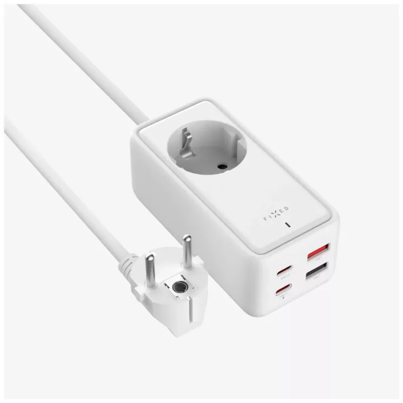Alimentatore adattatore FIXED FIXCS65-1.5-WH con 2× USB-C PD 65 W e 2× porte USB-A