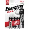 Batterie Energizer Alkaline Max AAA LR03, 4 pezzi, confezione ecologica