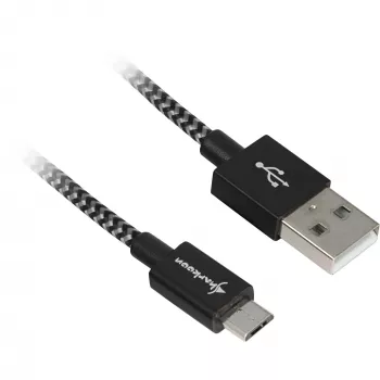 Cavo USB 2.0, connettore maschio USB-A > connettore maschio Micro-USB (nero/grigio, 0,5 metri, rivestito)