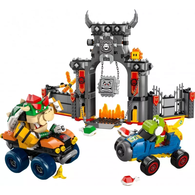 Giocattolo da costruzione set LEGO 72039 Super Mario La fortezza di Bowser con Mario Kart, set di gioco interattivo