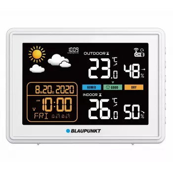 Stazione meteo BLAUPUNKT WS30WH — monitor di temperatura e umidità interna ed esterna