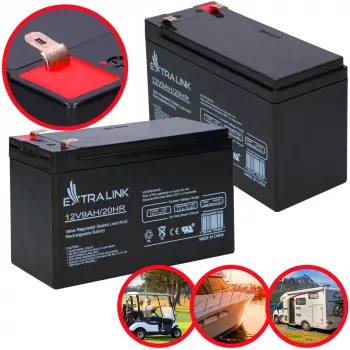 Batteria al piombo-acido sigillata (VRLA) 12V 9Ah Extralink – AGM, 1 pezzo, nero