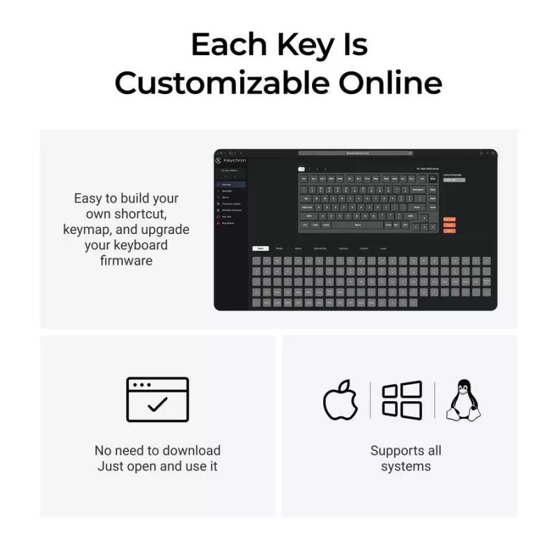Tastiera meccanica Keychron Q1 Max 75% con Banana Switches, Carbon Black