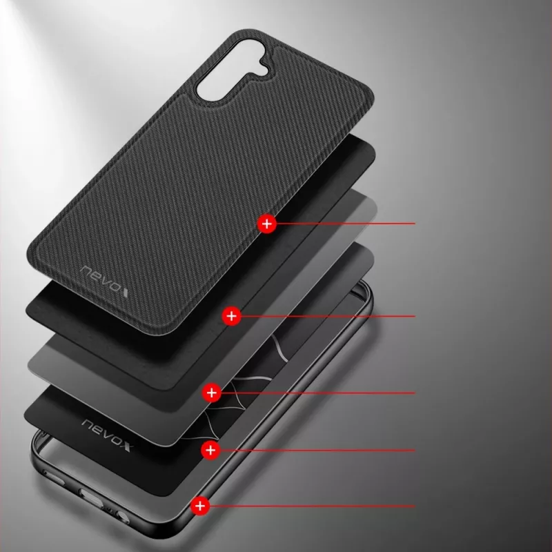StyleShell NYLO, custodia per cellulare nera, Samsung Galaxy A15 5G / A15 4G
