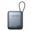 Vention FHEH0 power bank 10000 mAh 35 W con cavo USB-C, grigio