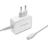 Qoltec 51039 alimentatore 65 W USB-C PD, 5–20,3 V, 2–3,25 A, cavo USB-C integrato, bianco