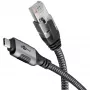 Cavo Ethernet USB-C 3.2 Gen2 connettore maschio > connettore maschio RJ-45, adattatore LAN nero/argento, 2 metri, guaina in tessuto intrecciato