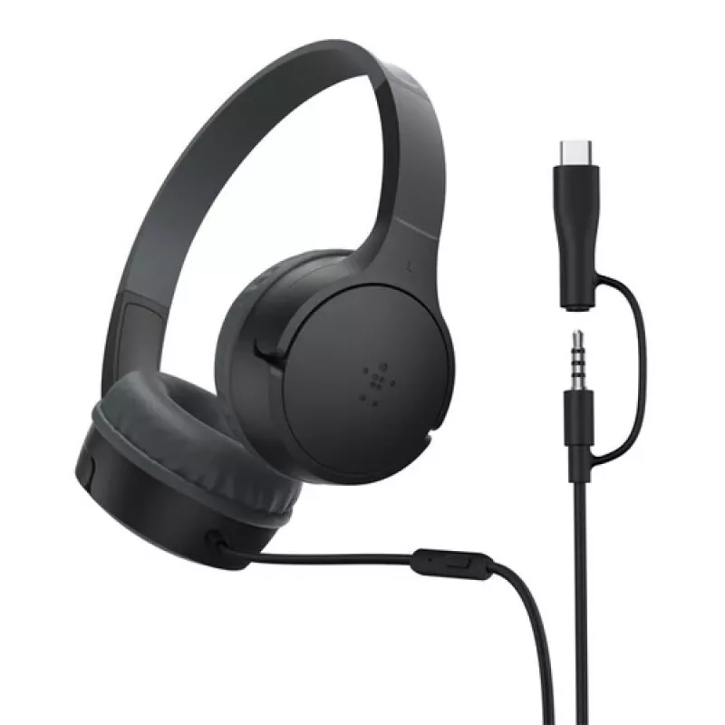 Belkin SoundForm cuffie on-ear con filo per bambini, nero. AUD010hqBK