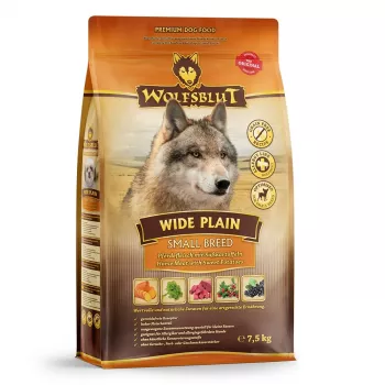 Crocchette per cani Wolfsblut Wide Plain Small Breeds — cavallo e patate dolci, 7,5 kg, senza cereali, 26% proteine