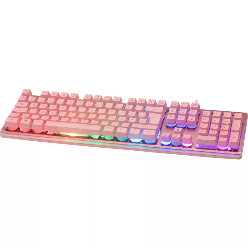 Deltaco GAM-021-RGB-P-DE - formato completo (100%) - USB - interruttori a membrana - QWERTZ - rosa