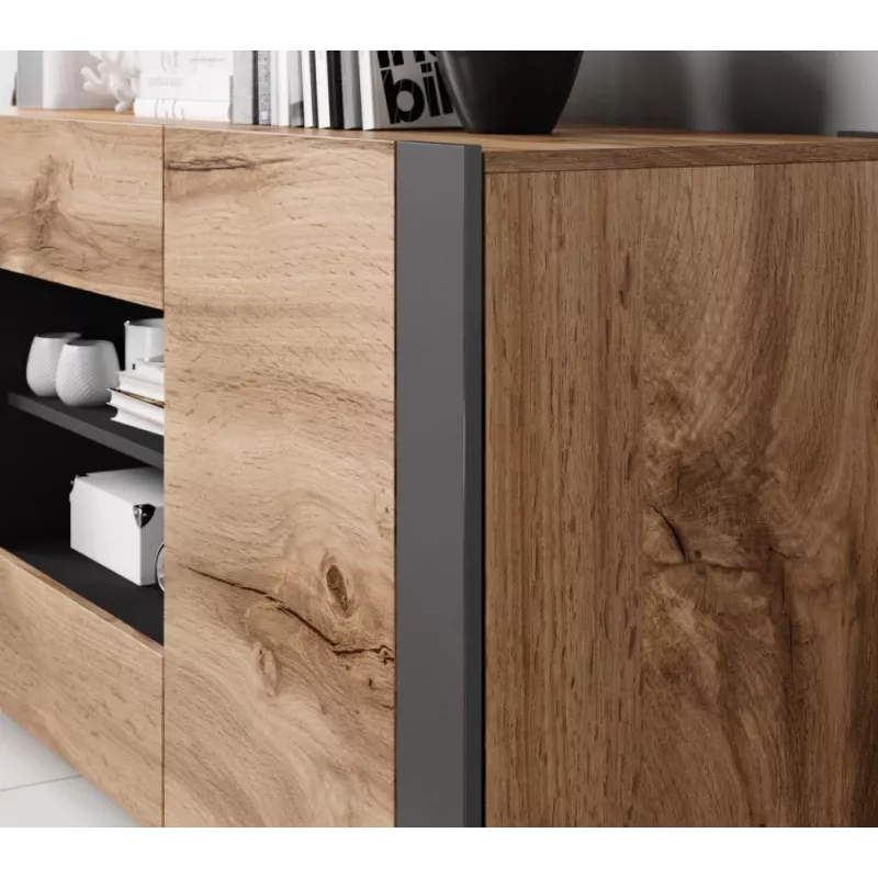Cama Cassettiera WOOD rovere wotan/antracite