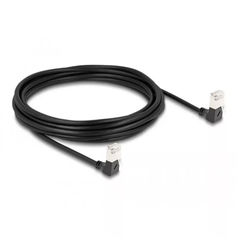 Cavo di rete DeLOCK RJ45 Cat.6A S/FTP sottile 90° verso il basso 5m nero
