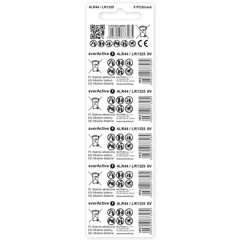 everActive 4LR44 batteria alcalina 6 V, 5 pz. (4LR44BL5)