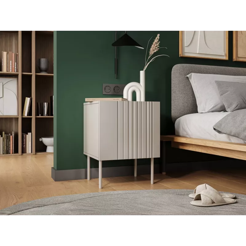 Comodino Cama Meble ISLA 44,5x40x59 cm cashmere opaco, MDF e truciolare, set da 2