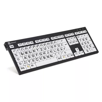Logickeyboard XL Print Universal USB QWERTZ tedesco nero bianco