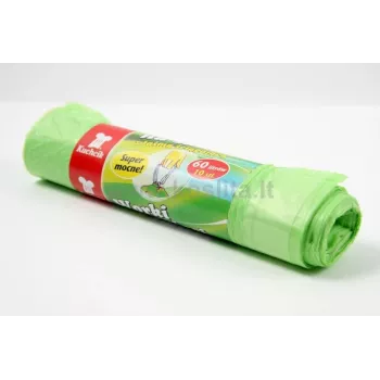 Sacchi spazzatura non specificato con coulisse 60 L HDPE verde
