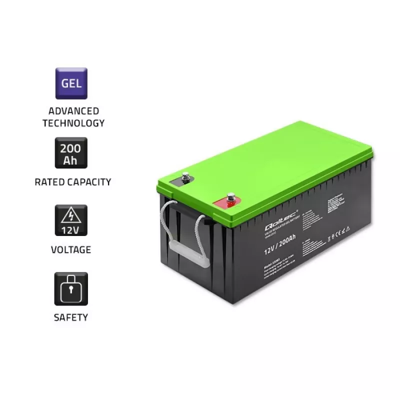 Batteria Gel Qoltec | 12V | 200Ah | GEL | 59,5 kg
