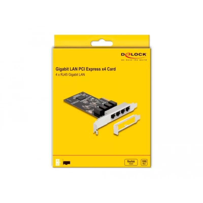 DeLOCK Scheda PCI Express x4 4 x RJ45 Gigabit LAN RTL8111 - PCIe - RJ-45 - PCIe 2.0 - Argento - PC - Windows 10 - Windows 11 - Windows 8.1 (88618)