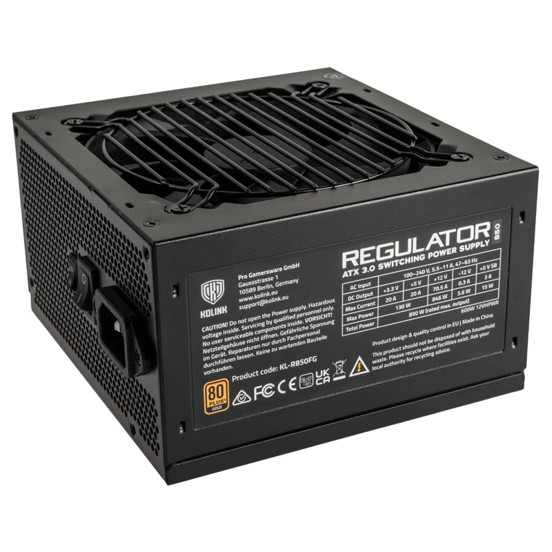 Alimentatore Kolink Regulator 80 PLUS Gold, ATX 3.0, PCIe 5.0, modulare - 850 Watt