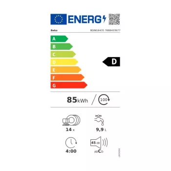 Lavastoviglie da incasso BEKO BDIN16435, classe energetica D, SelfDry, Led-Spot