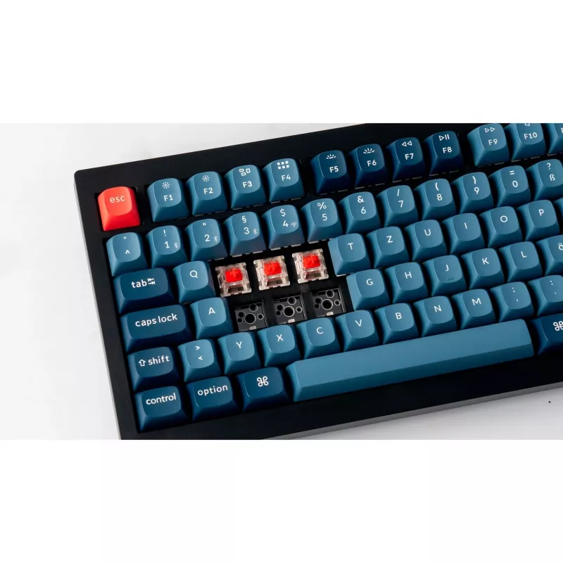 V6 Max, tastiera da gaming nero/blu-grigio, layout DE, Gateron Jupiter Red, Hot-Swap, RGB