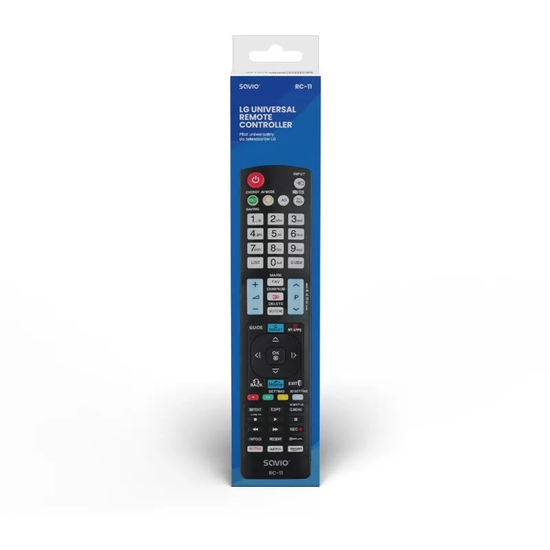 Telecomando a infrarossi SAVIO RC-11 per TV LG, nero, portata 10 m, supporta 1 dispositivo