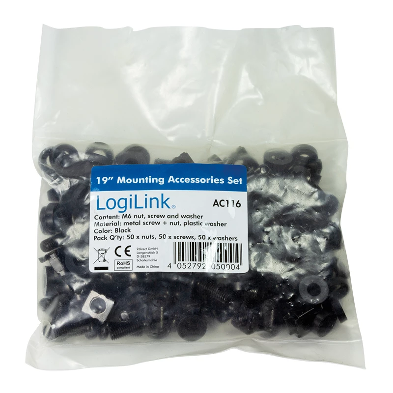 Set viti LOGILINK AC116 — 50 viti nere per accessori rack