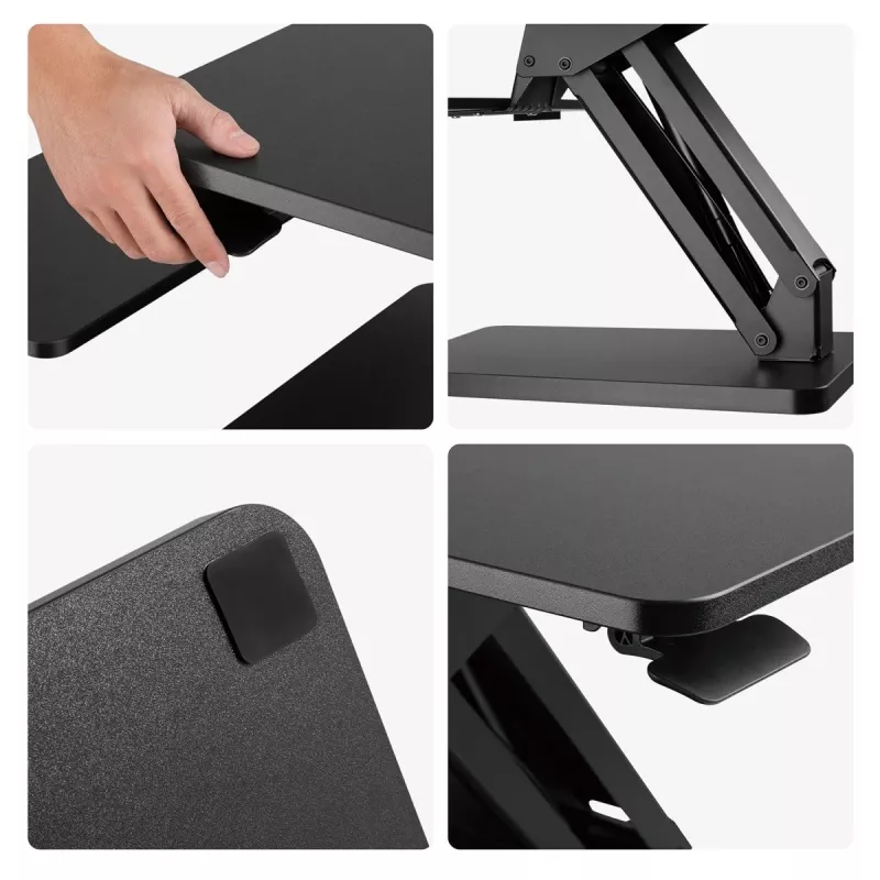 Supporto da scrivania Maclean per tastiera, monitor o laptop, a gas, regolabile in altezza, nero, MC-882