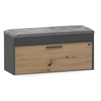 Scarpiera chiusa Top e Shop PARMA — antracite e rovere, truciolare, 1000×490×350 mm