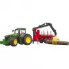 BRUDER John Deere 7R 350 con rimorchio forestale e 4 tronchi