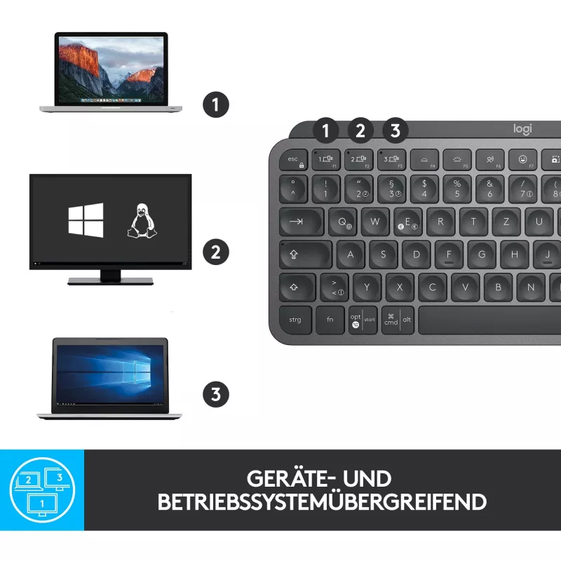 Logitech MX Keys Mini - tastiera - retroilluminata - Bluetooth - QWERTZ - layout svizzero - graphite (920-010485)