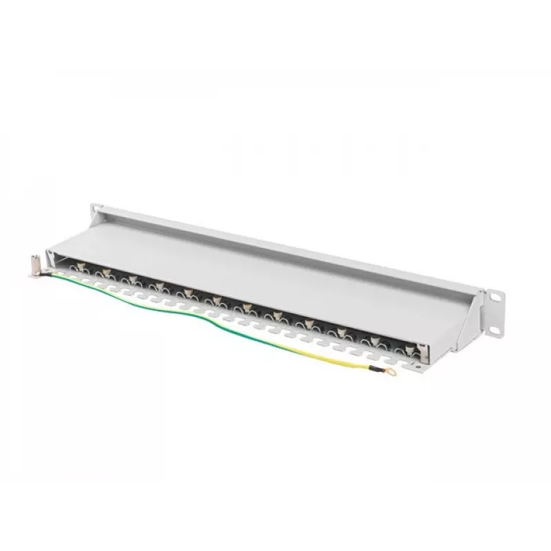 Pannello di permutazione Lanberg PPS7-1024-S da 19 pollici 1U, 24 porte, Cat7, FTP schermato, grigio