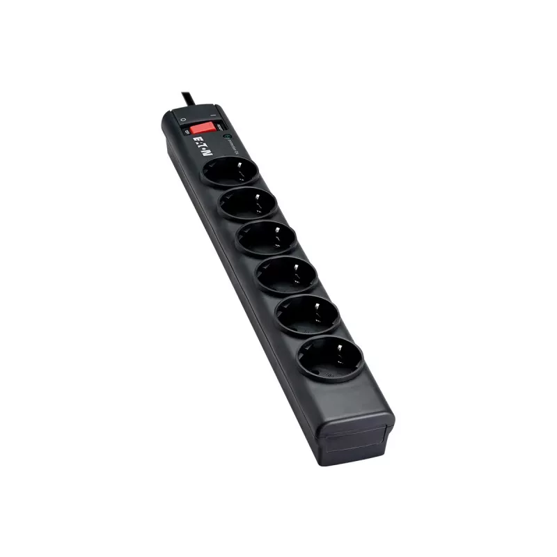 Eaton Protection Strip 6 DIN - ciabatta con protezione da sovratensione (6 prese Schuko, con interruttore) - nero (PS6D)