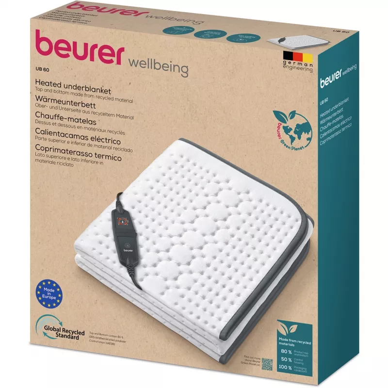 Coprimaterasso riscaldante Beurer UB 60 Green Planet, 150 x 80 cm