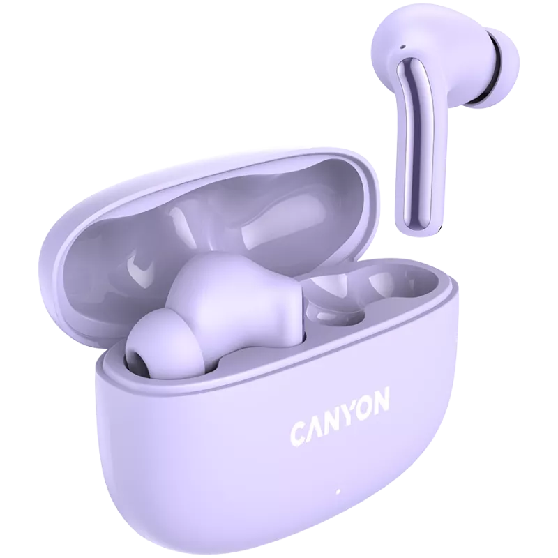 Canyon TWS-9 CNS-TWS9P cuffie – True Wireless – Bluetooth 5.4 – In-Ear – 6h + 30h di autonomia – custodia di ricarica USB-C – controllo touch – viola