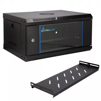 EXTRALINK LITE 4U 530X400 armadio rack a parete nero con ripiano