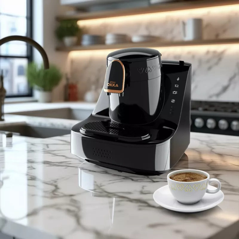 Okka Elite, caffettiera nero/rame, modello 2025