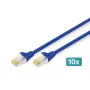 DIGITUS CAT 6A S/FTP set cavi patch DK-1644-A-0025-B-10, 0,25 m, blu, 10 pezzi