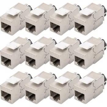 Digitus Modulo Keystone Cat.6A schermato con gestione intelligente dei cavi, 12 pz., argento