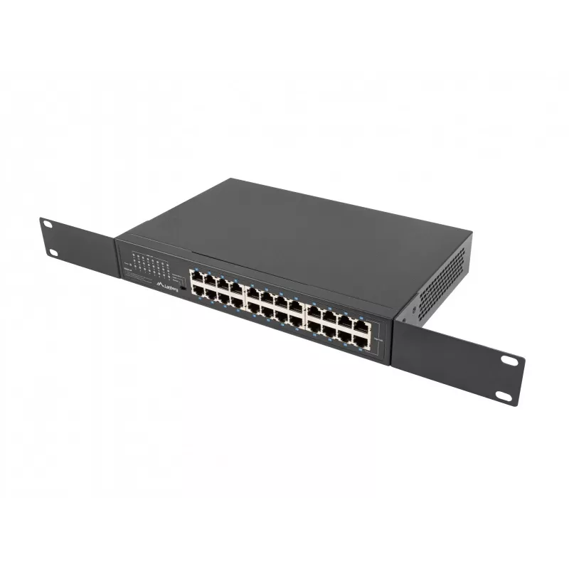Switch non gestito LANBERG RSGE-24 — 24× Gigabit Ethernet 1U, montaggio a rack, nero