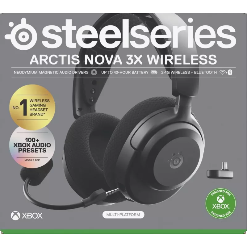 SteelSeries Arctis Nova 3X Wireless 61689 cuffie con microfono wireless per Xbox, nere