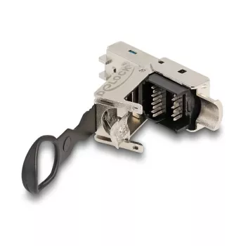 Connettore maschio RJ45 DeLOCK assemblabile sul campo Cat.6A senza attrezzi argento connettore maschio