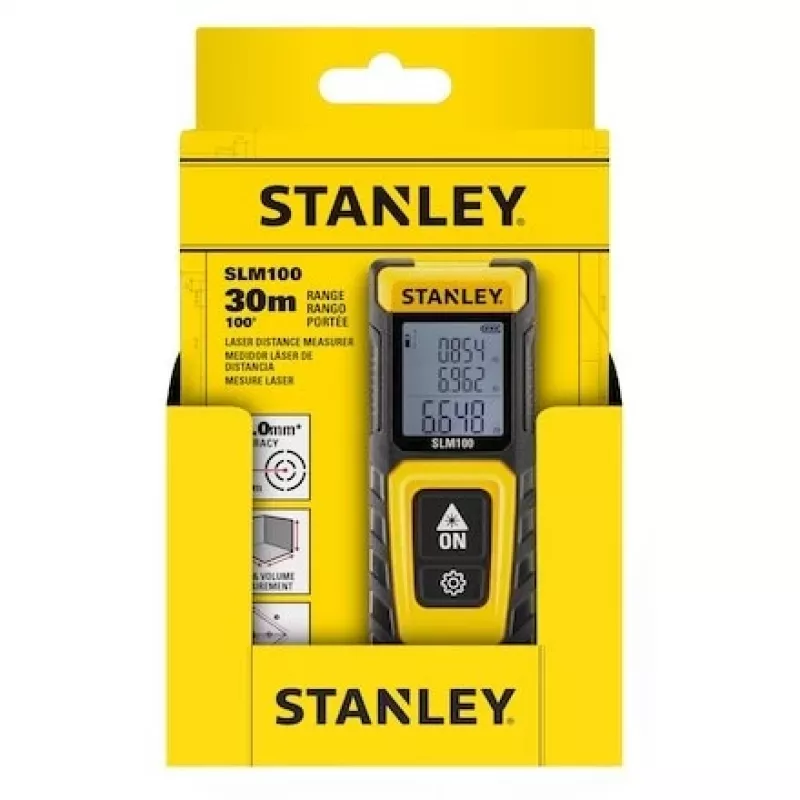 Distanziometro STANLEY SLM100 — portata laser 30 m, misuratore portatile compatto