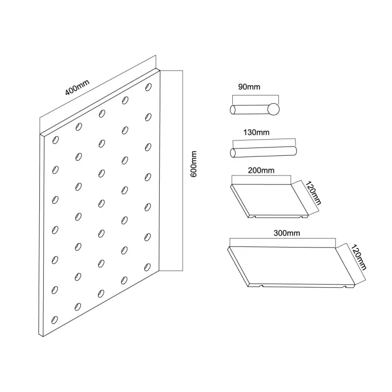 Maclean MC-130 WD pannello organizer in legno, 40x60 cm, max 20 kg