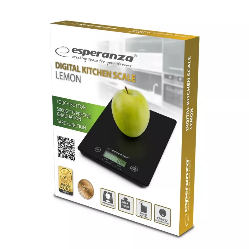 Esperanza EKS002K bilancia da cucina elettronica nera da tavolo rettangolare